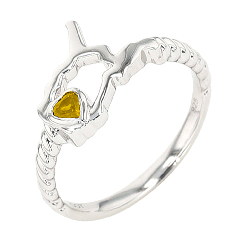 14Kt White Gold Citrine 1/10Ctw Ring