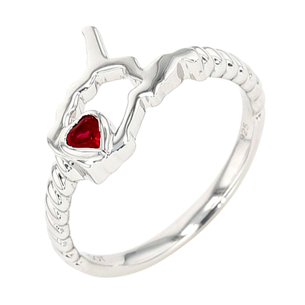 14Kt White Gold Garnet 1/10Ctw Ring
