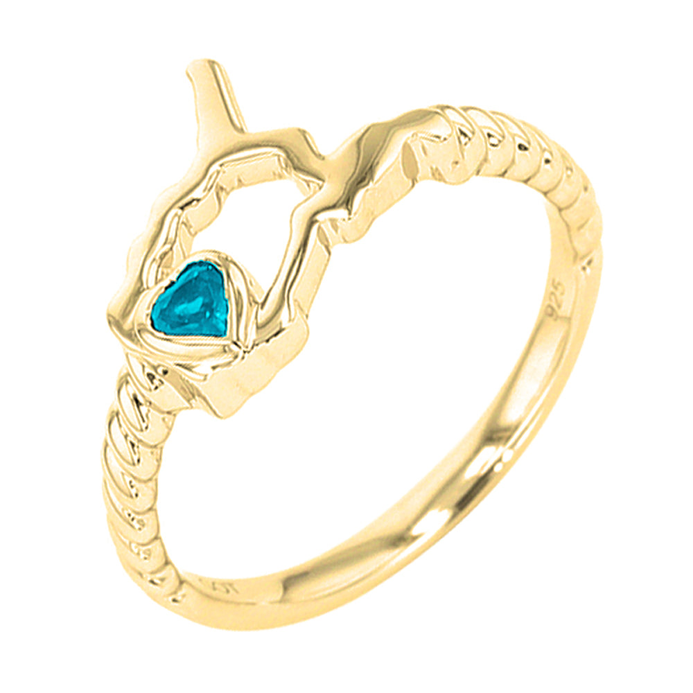 14Kt Yellow Gold & Aquamarine 1/10Ctw Ring