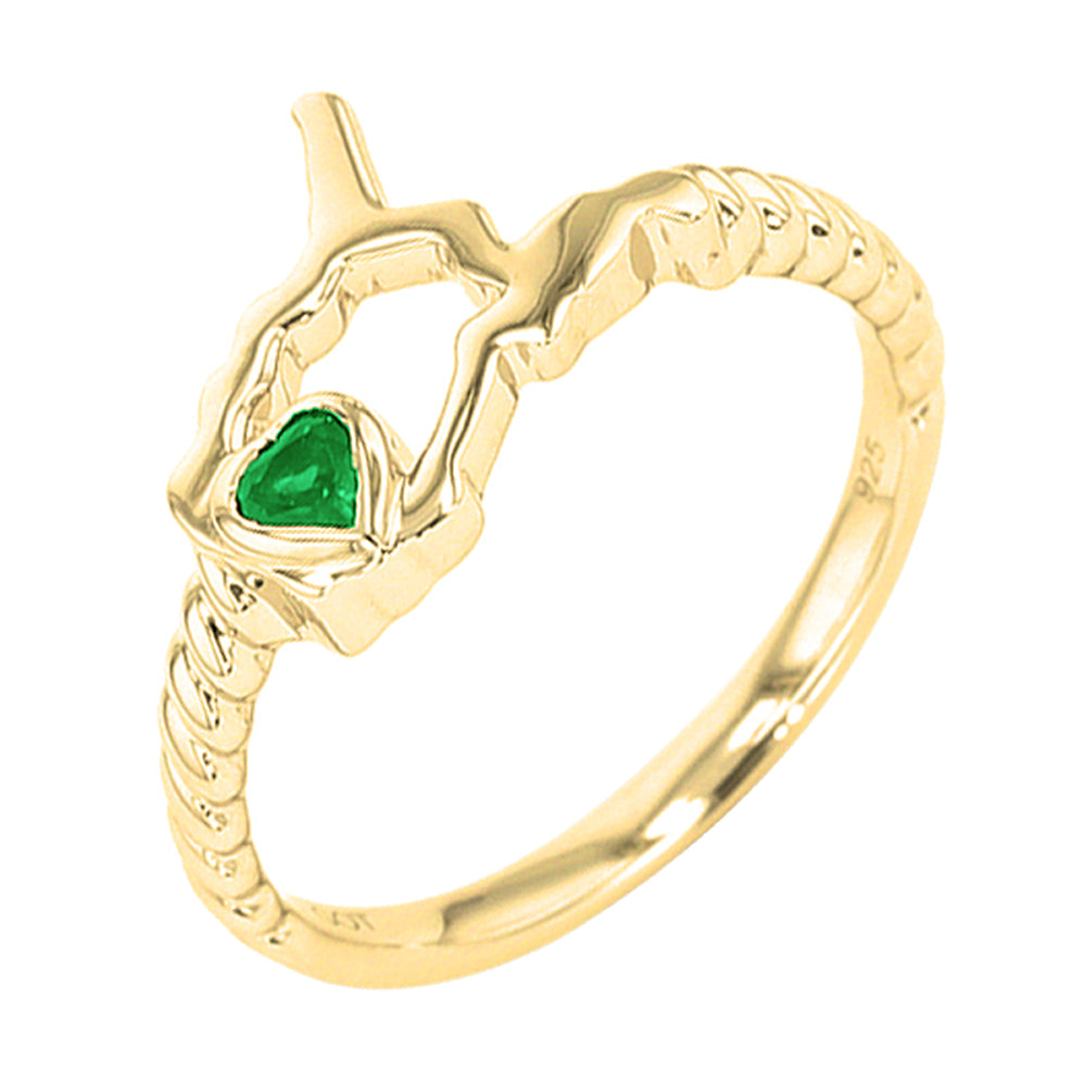 14Kt Yellow Gold Emerald 1/10Ctw Ring