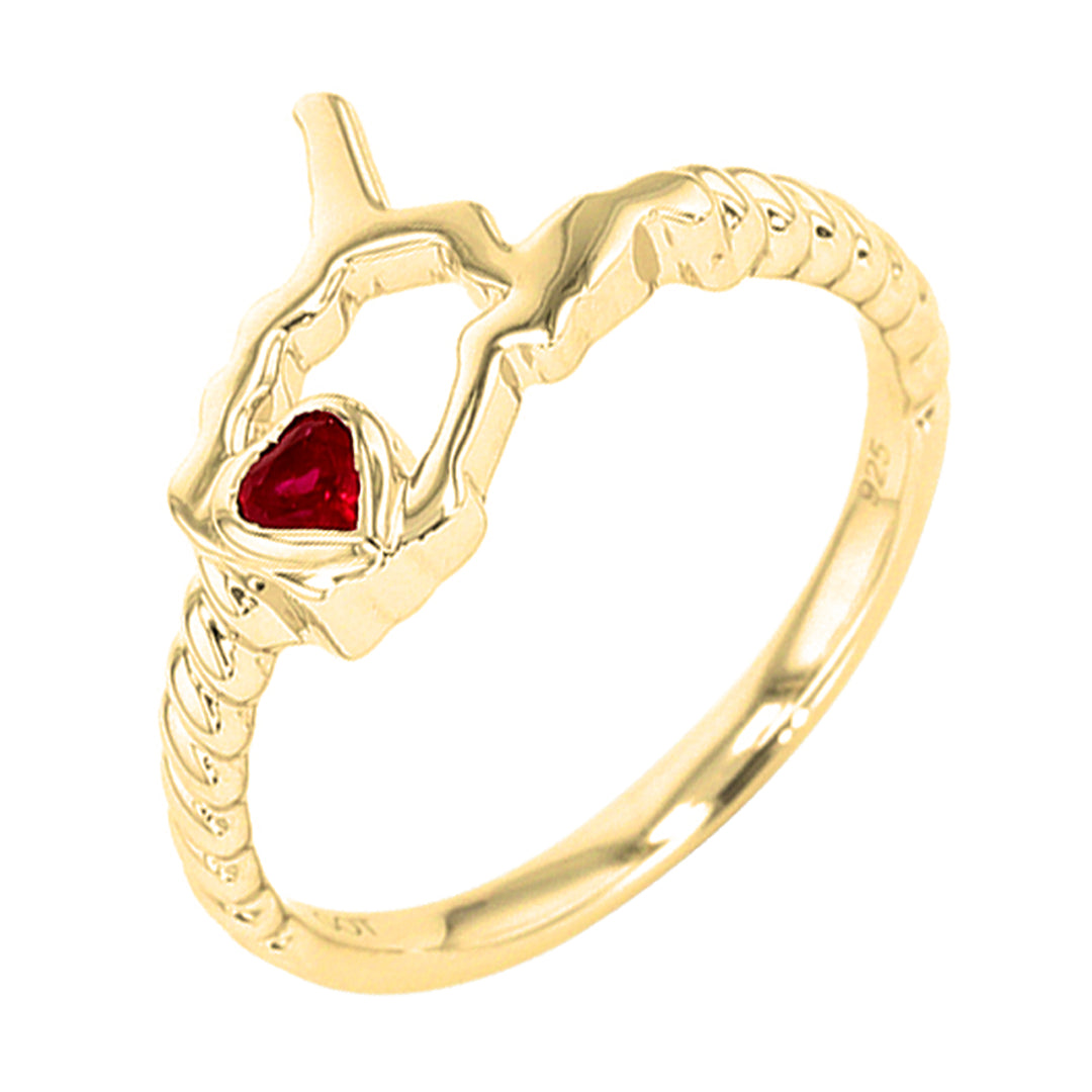 14Kt Yellow Gold Garnet 1/10Ctw Ring