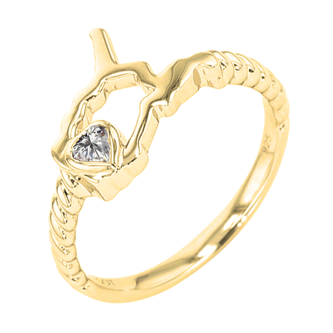 14Kt Yellow Gold White Sapphire 1/10Ctw Ring