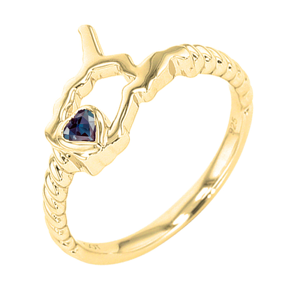 14Kt Yellow Gold Syn Alexandrite 1/10Ctw Ring