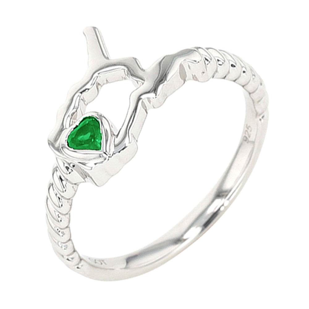 Silver Emerald 1/10Ctw Ring