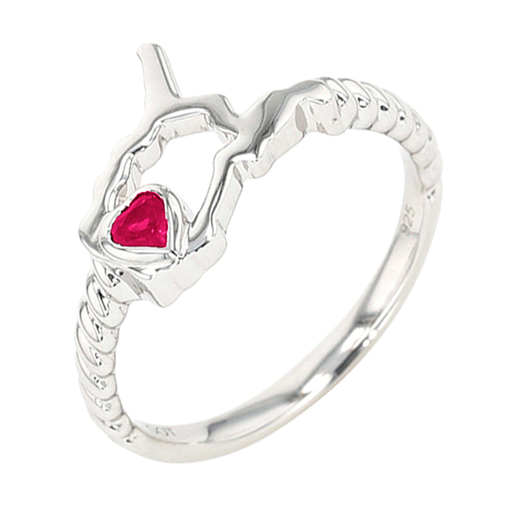 Silver Pink Tourmaline 1/10Ctw Ring