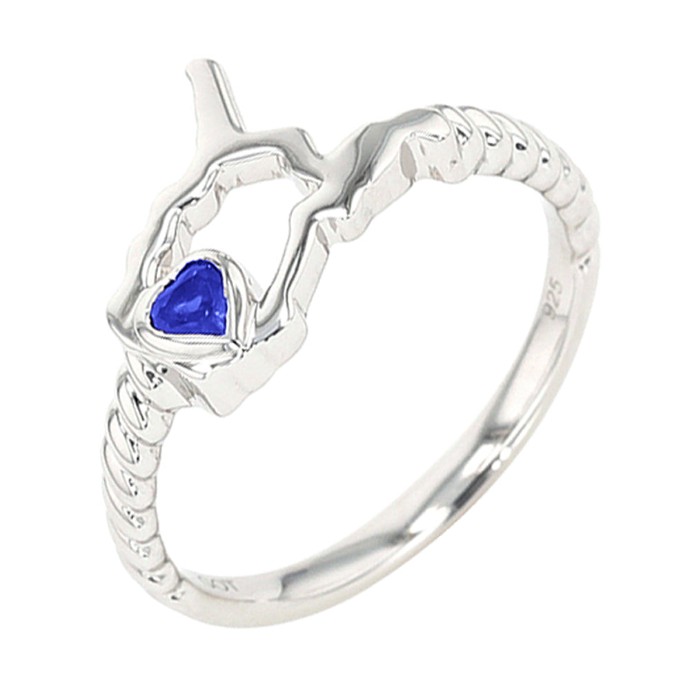 Silver & Sapphire 1/10Ctw Ring