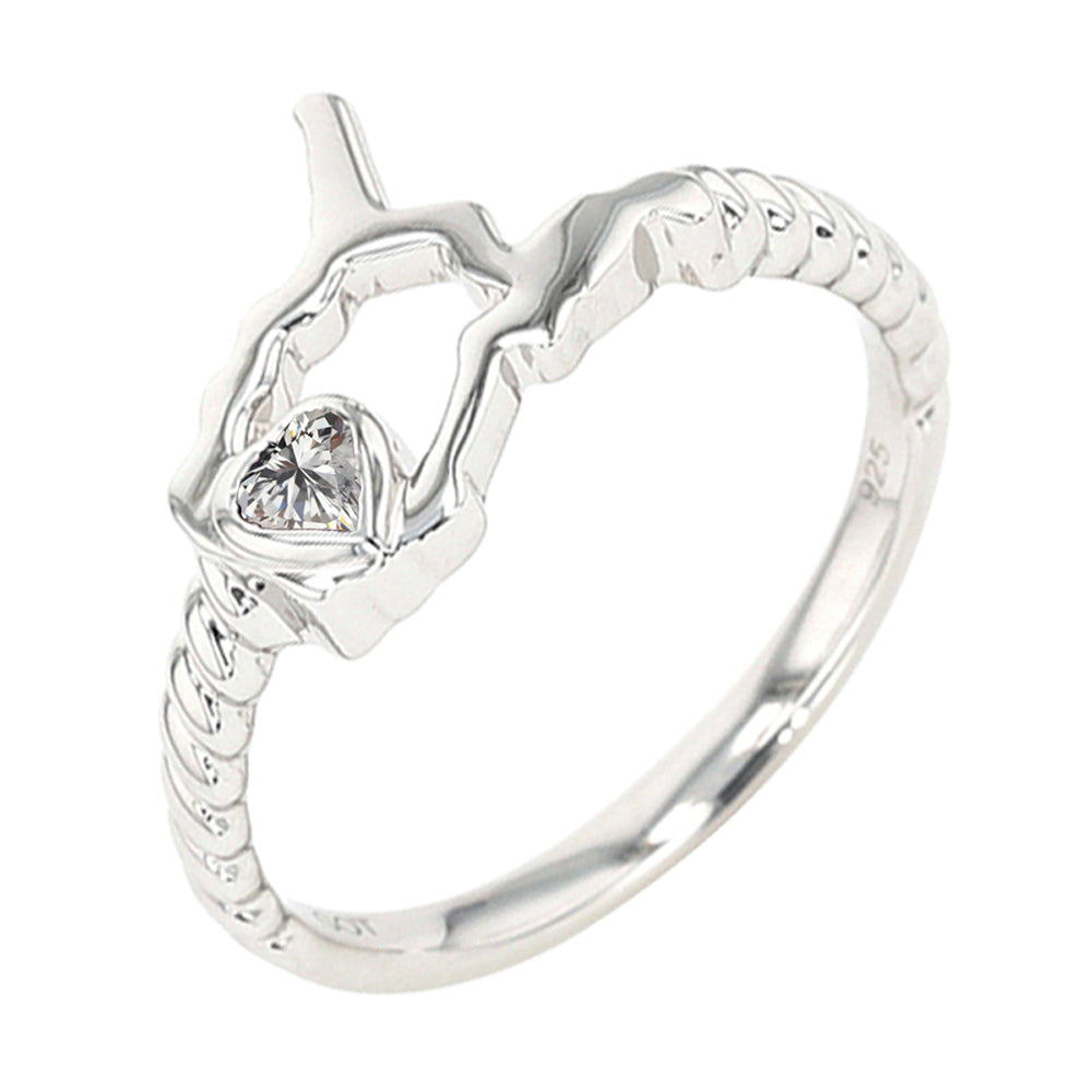 Silver White Sapphire 1/10Ctw Ring