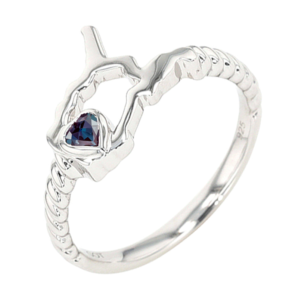 Silver Syn Alexandrite 1/10Ctw Ring
