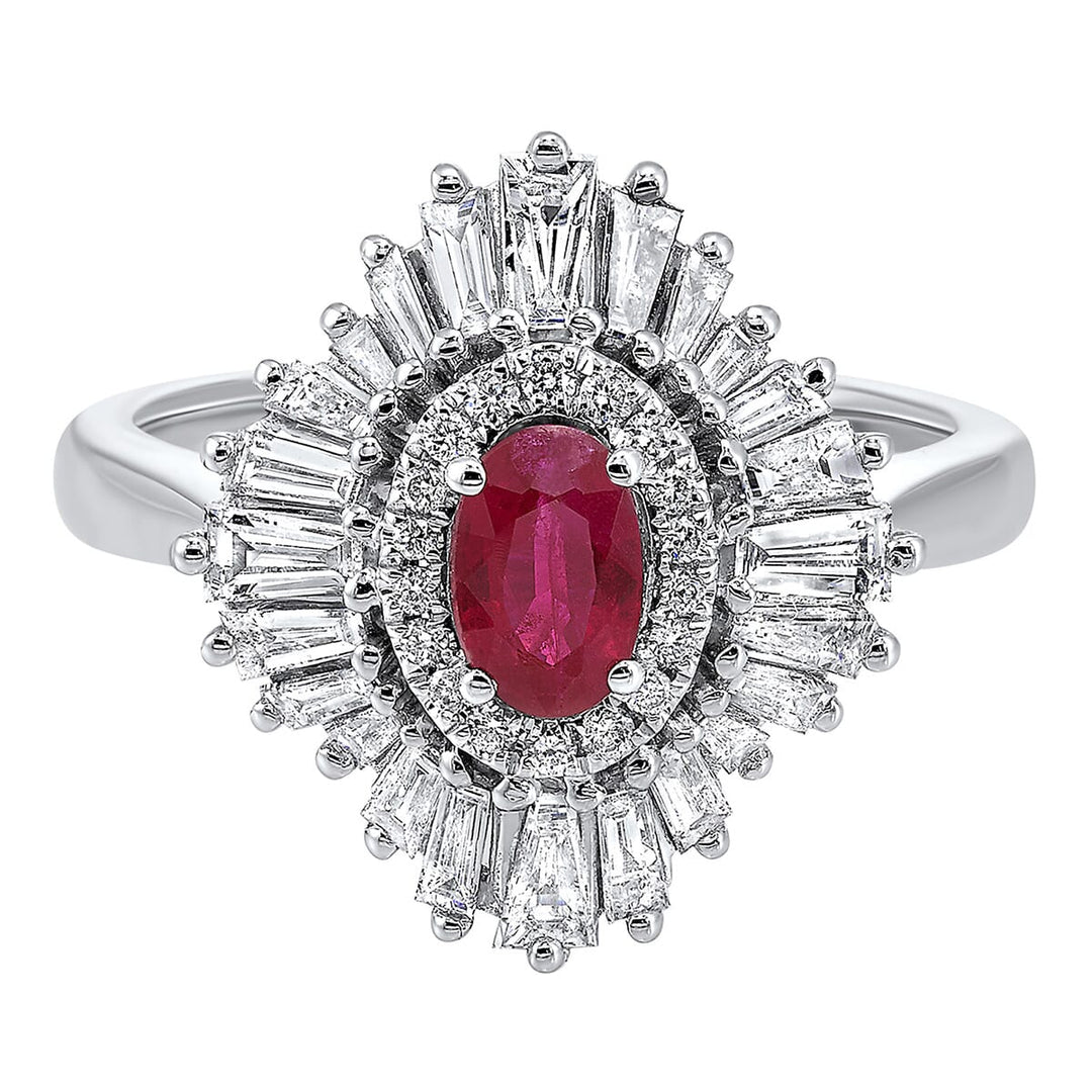 14Kt White Gold Diamond 5/6Ctw & Ruby 5/8Ctw Ring