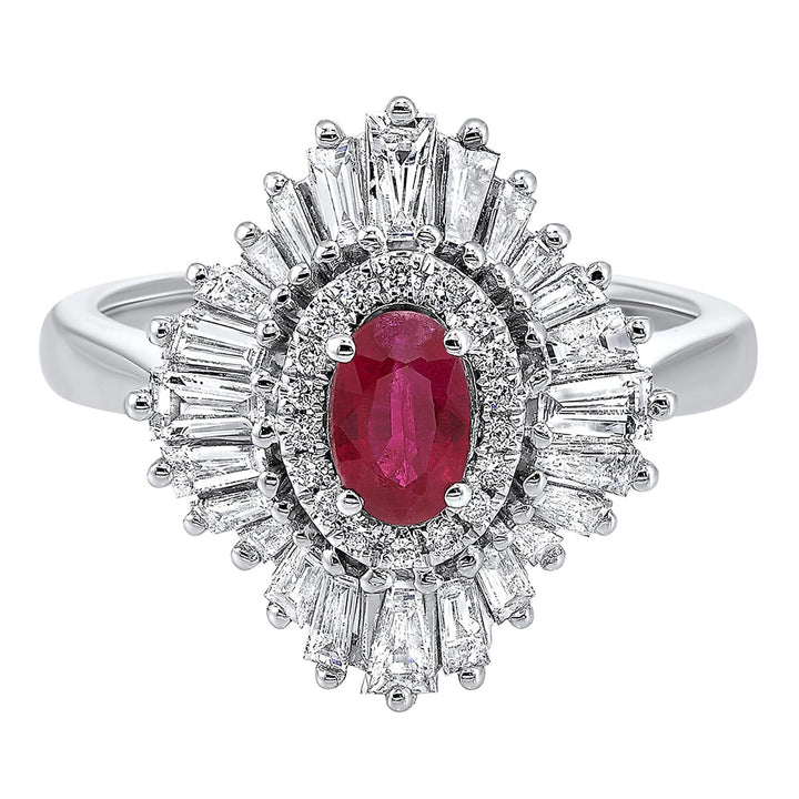 14Kt White Gold Diamond 5/6Ctw & Ruby 5/8Ctw Ring