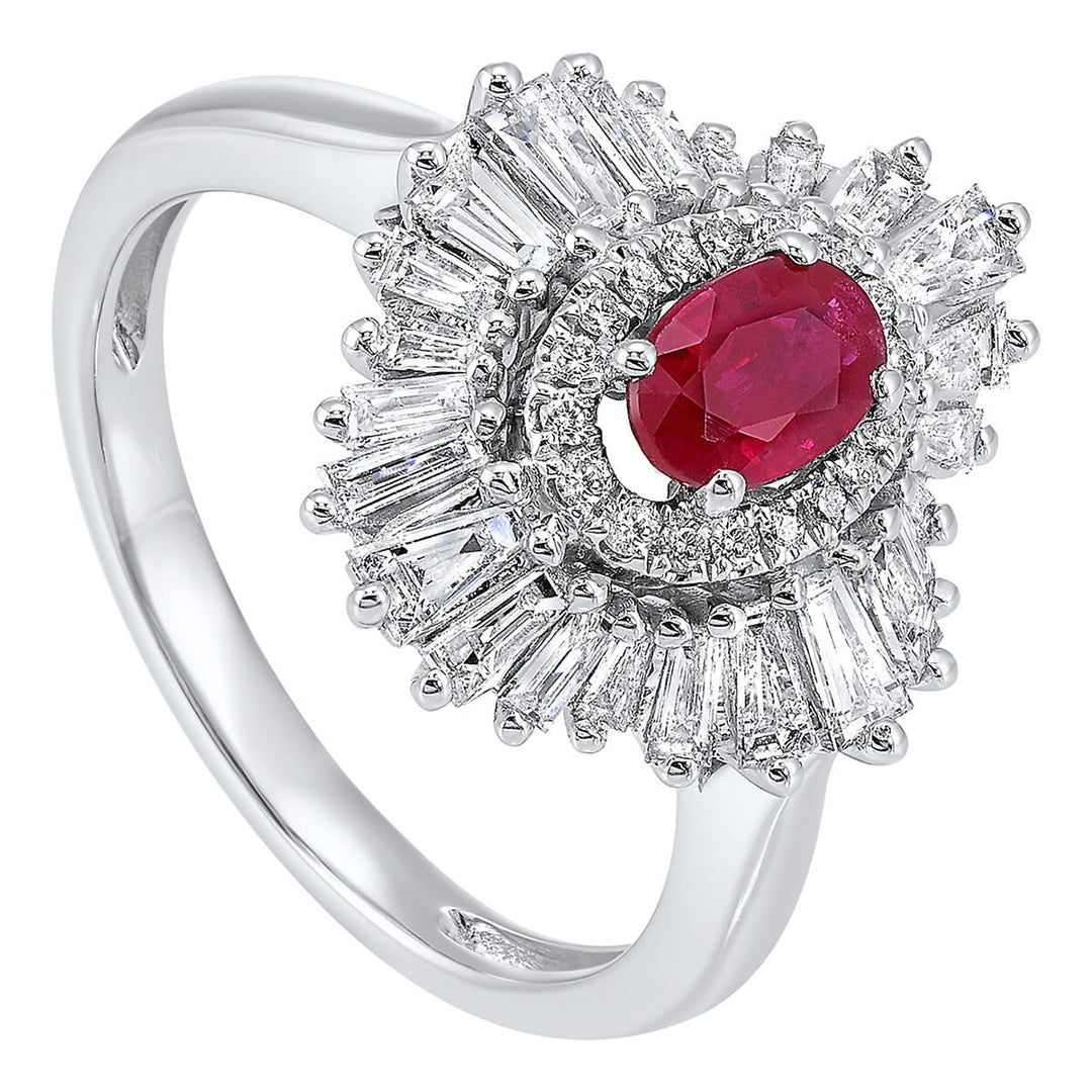 14Kt White Gold Diamond 5/6Ctw & Ruby 5/8Ctw Ring