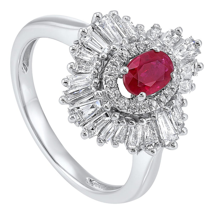 14Kt White Gold Diamond 5/6Ctw & Ruby 5/8Ctw Ring