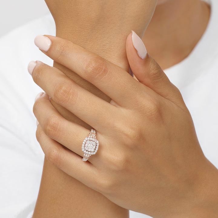 14Kt White Rose Gold Diamond 1Ctw Ring