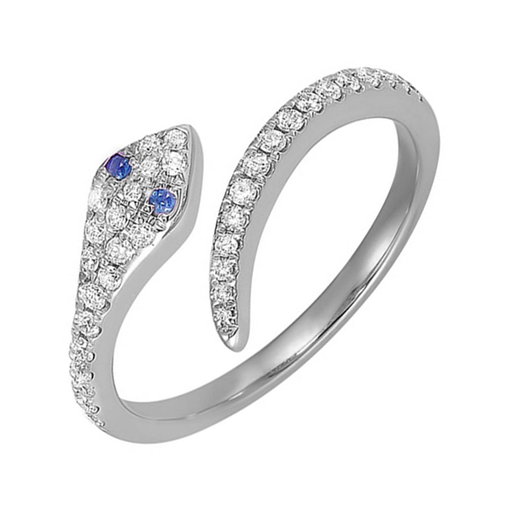 14Kt White Gold Diamond 1/50Ctw & Sapphire 1/50Ctw Ring