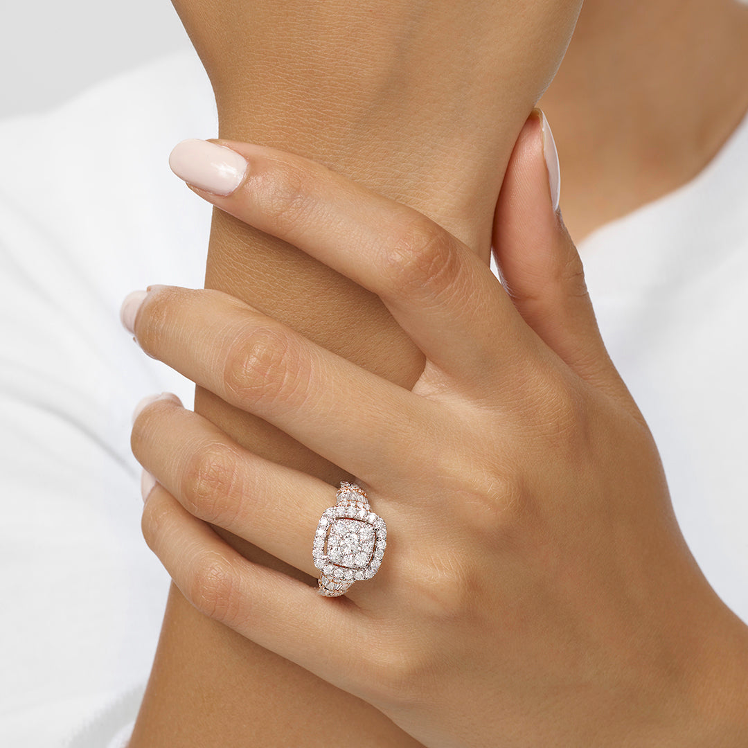 14Kt White Rose Gold Diamond 2Ctw Ring