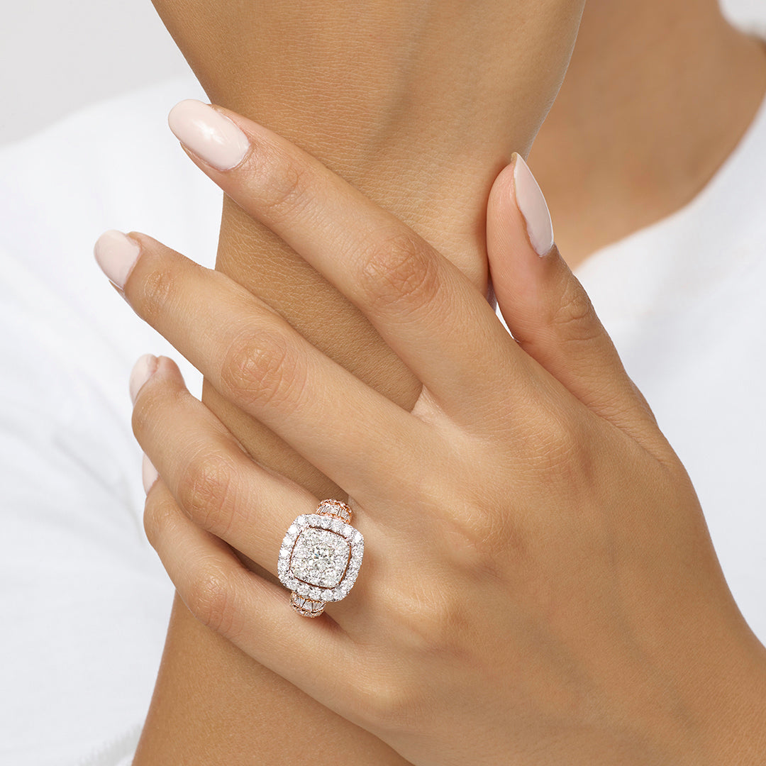 14Kt White Rose Gold Diamond 3Ctw Ring