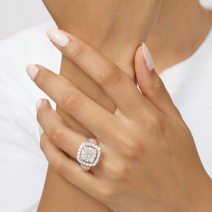 14Kt White Rose Gold Diamond 3Ctw Ring