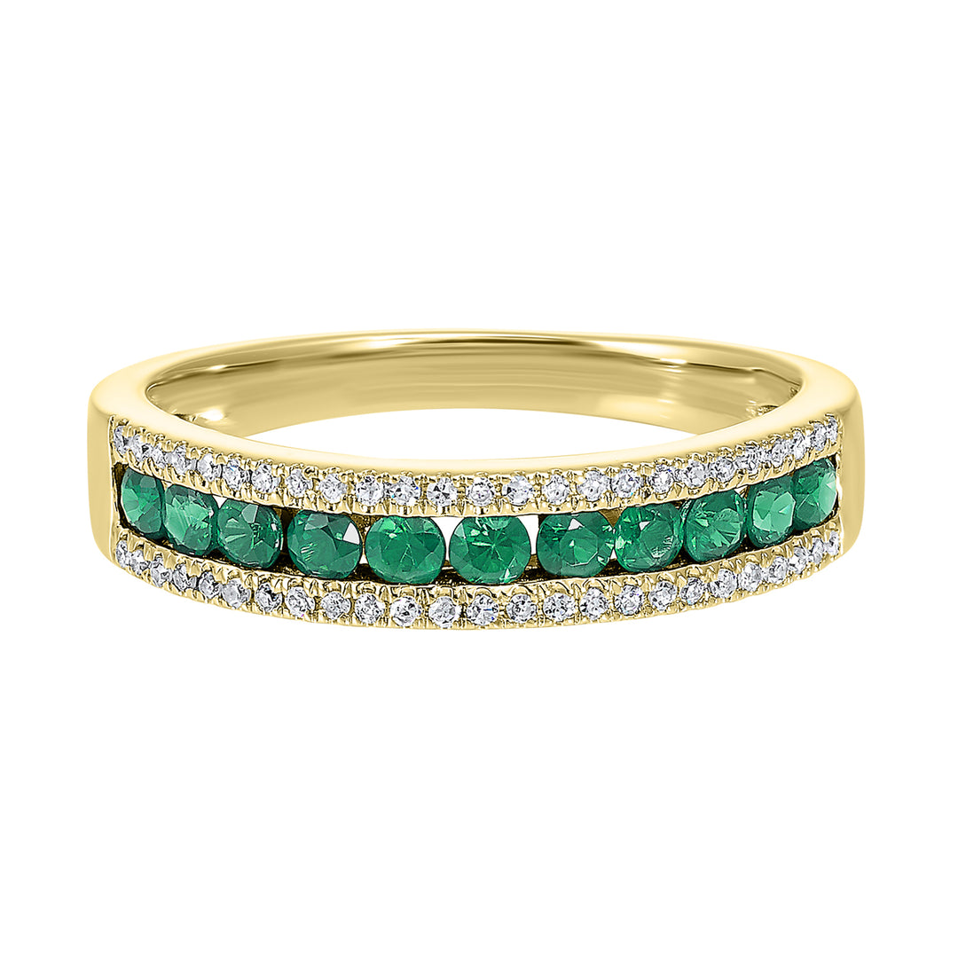 14Kt Yellow Gold Diamond 1/8Ctw & Emerald 1/2Ctw Ring