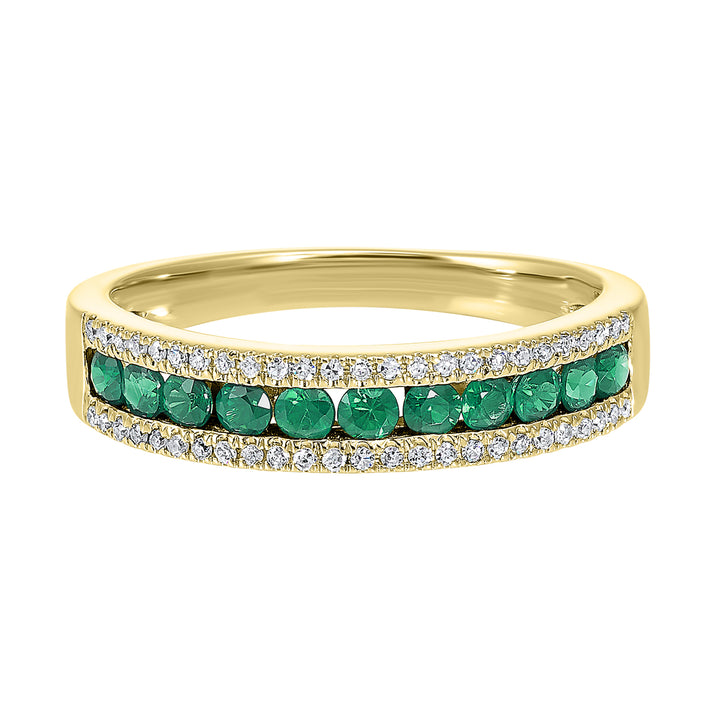 14Kt Yellow Gold Diamond 1/8Ctw & Emerald 1/2Ctw Ring