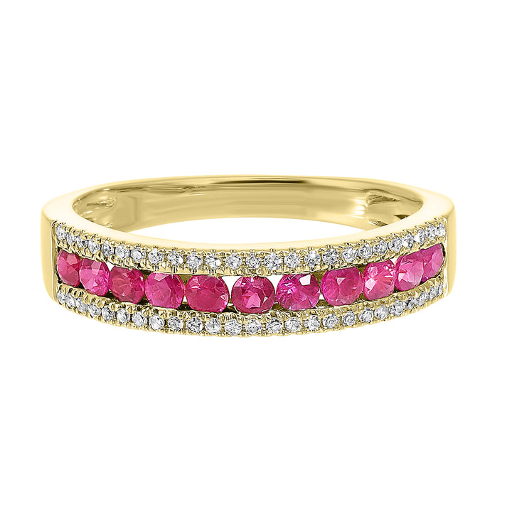 14Kt Yellow Gold Diamond 1/8Ctw & Ruby 1/2Ctw Ring