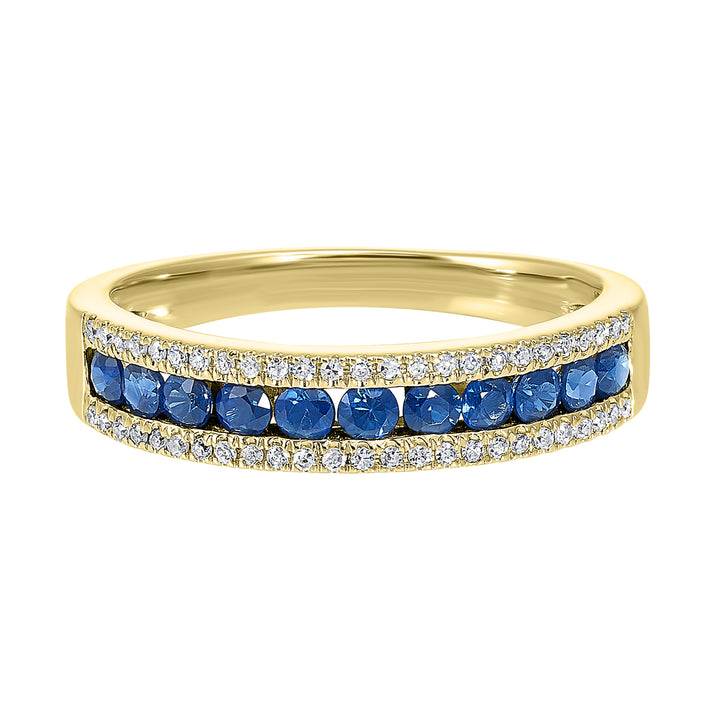 14Kt Yellow Gold Diamond 1/8Ctw & Sapphire 1/2Ctw Ring