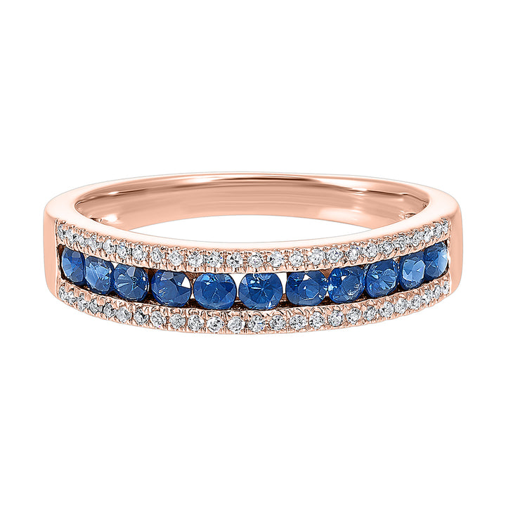 14Kt Rose Gold Diamond 1/8Ctw & Sapphire 1/2Ctw Ring