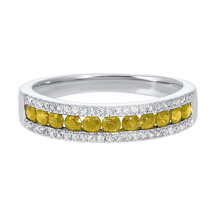 14Kt White Gold Diamond 1/8Ctw & Citrine 1/2Ctw Ring