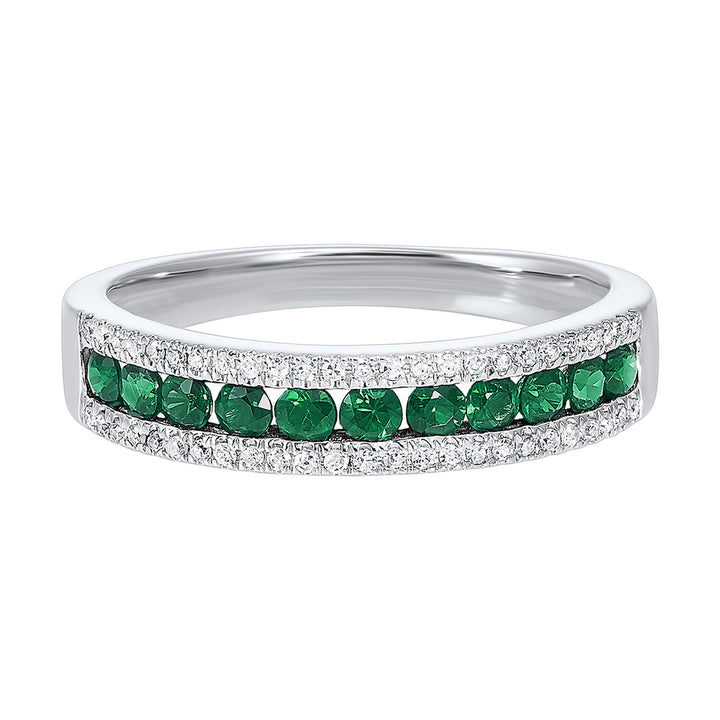 14Kt White Gold Diamond 1/8Ctw & Emerald 1/2Ctw Ring