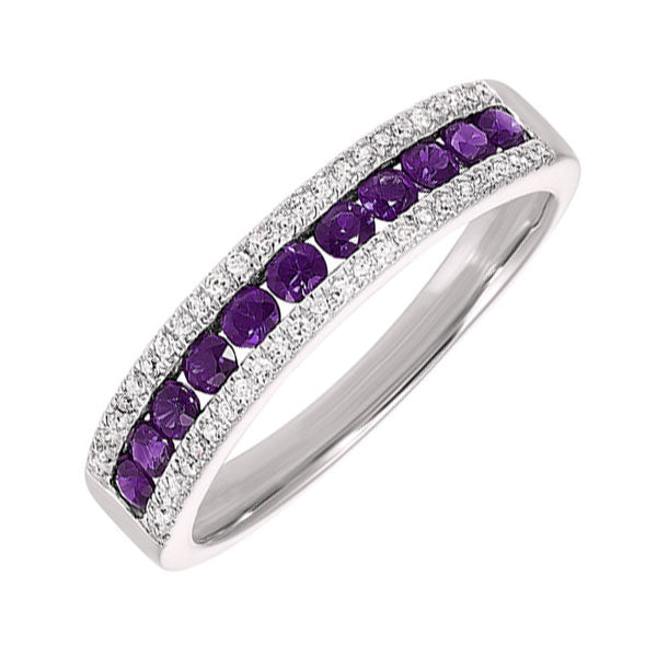 14Kt White Gold Diamond 1/7Ctw & Amethyst 1/2Ctw Ring