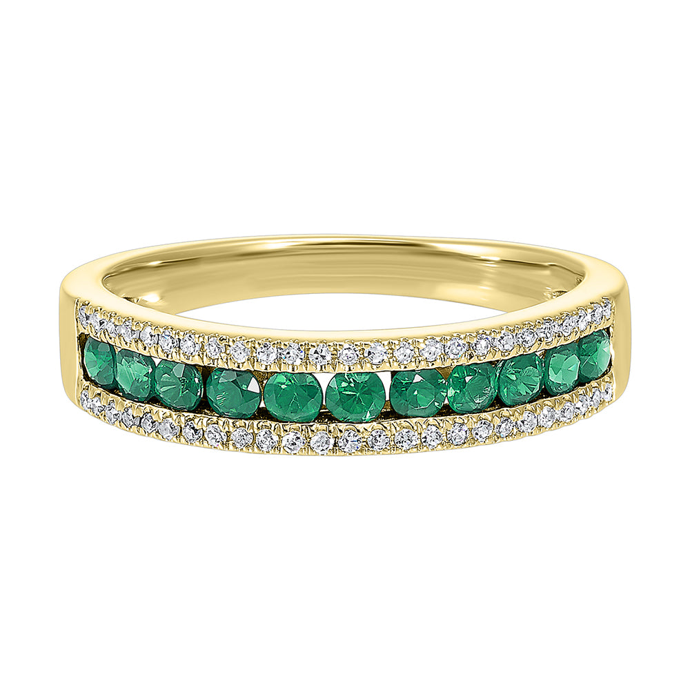 14Kt Yellow Gold Diamond 1/8Ctw & Emerald 1/2Ctw Ring