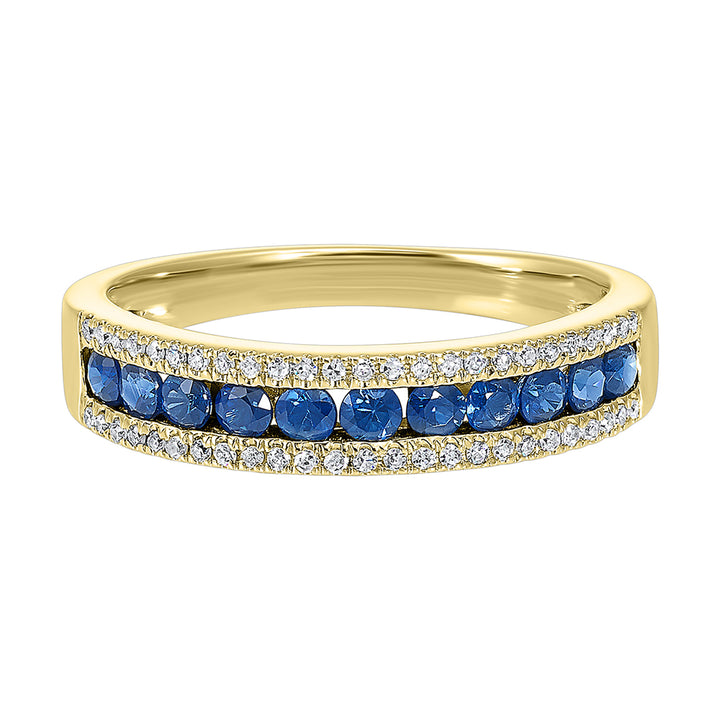 14Kt Yellow Gold Diamond 1/8Ctw & Sapphire 1/2Ctw Ring