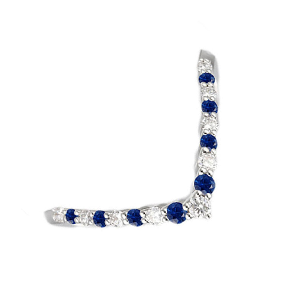 14Kt White Gold Diamond 1/8Ctw & Sapphire 1/8Ctw Ring