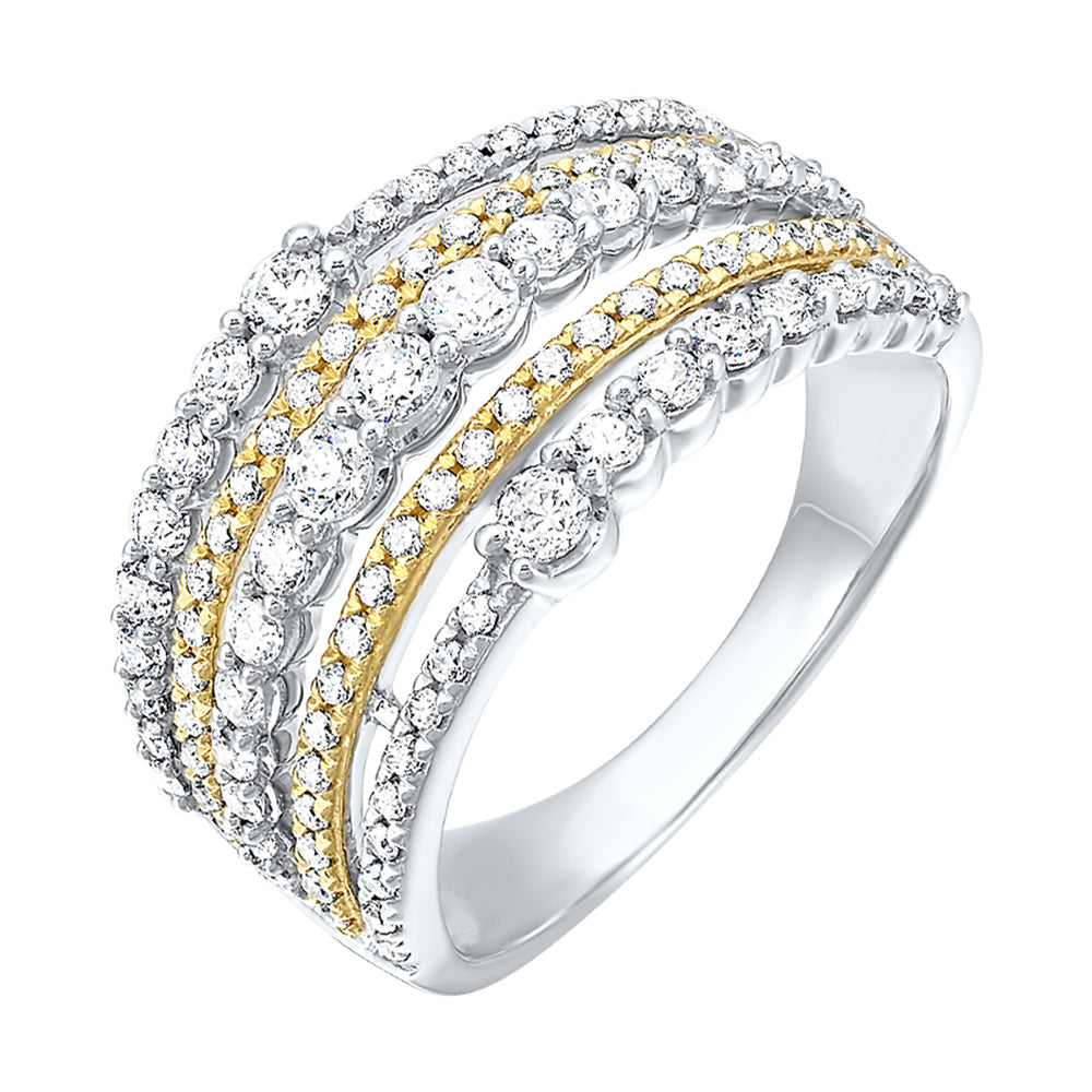 14Kt White Yellow Gold Diamond 1Ctw Ring
