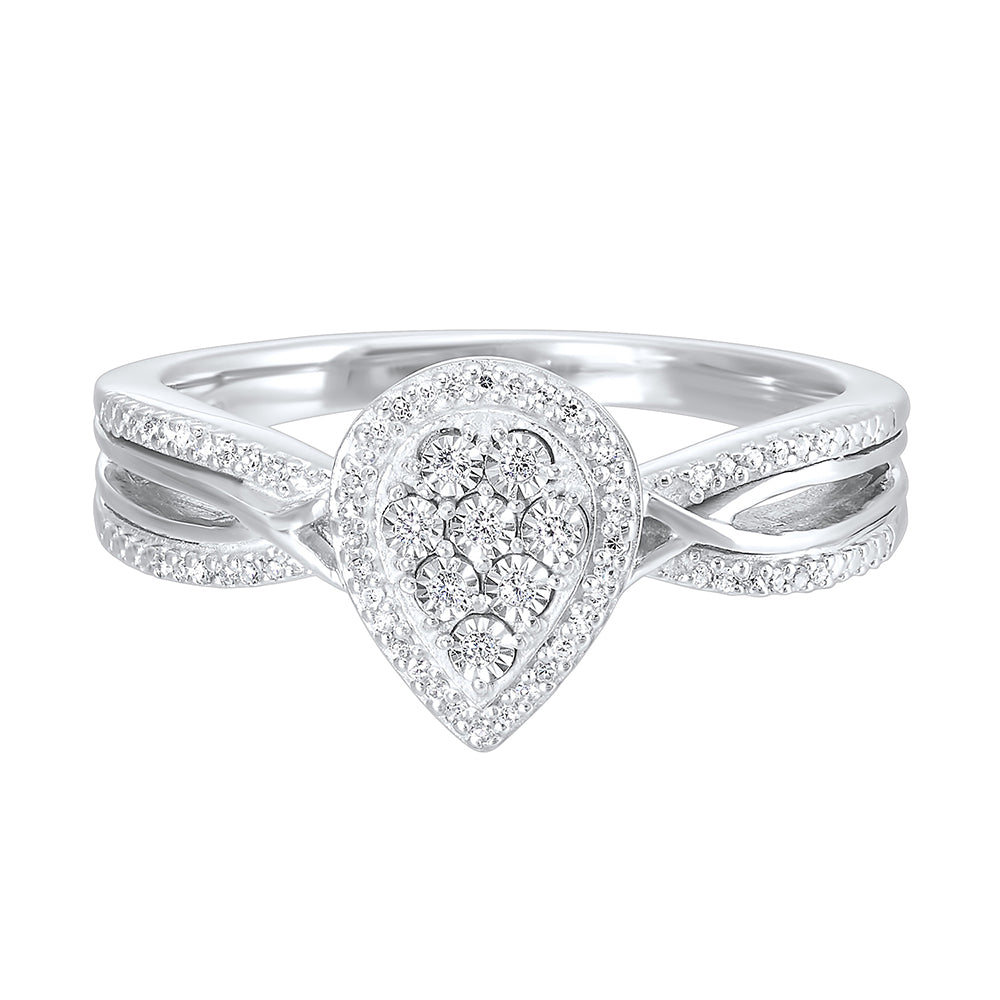 Silver Diamond 1/10Ctw Ring