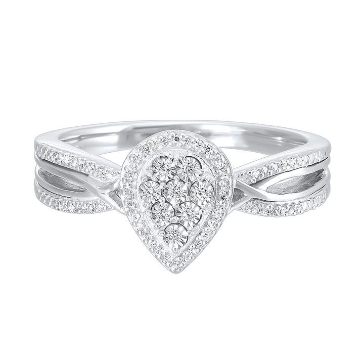 Silver Diamond 1/10Ctw Ring