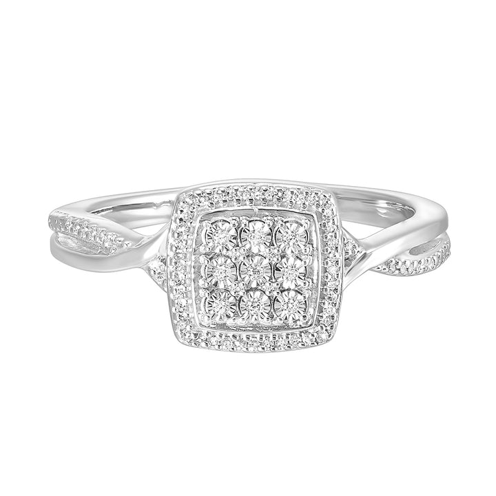Silver Diamond 1/10Ctw Ring