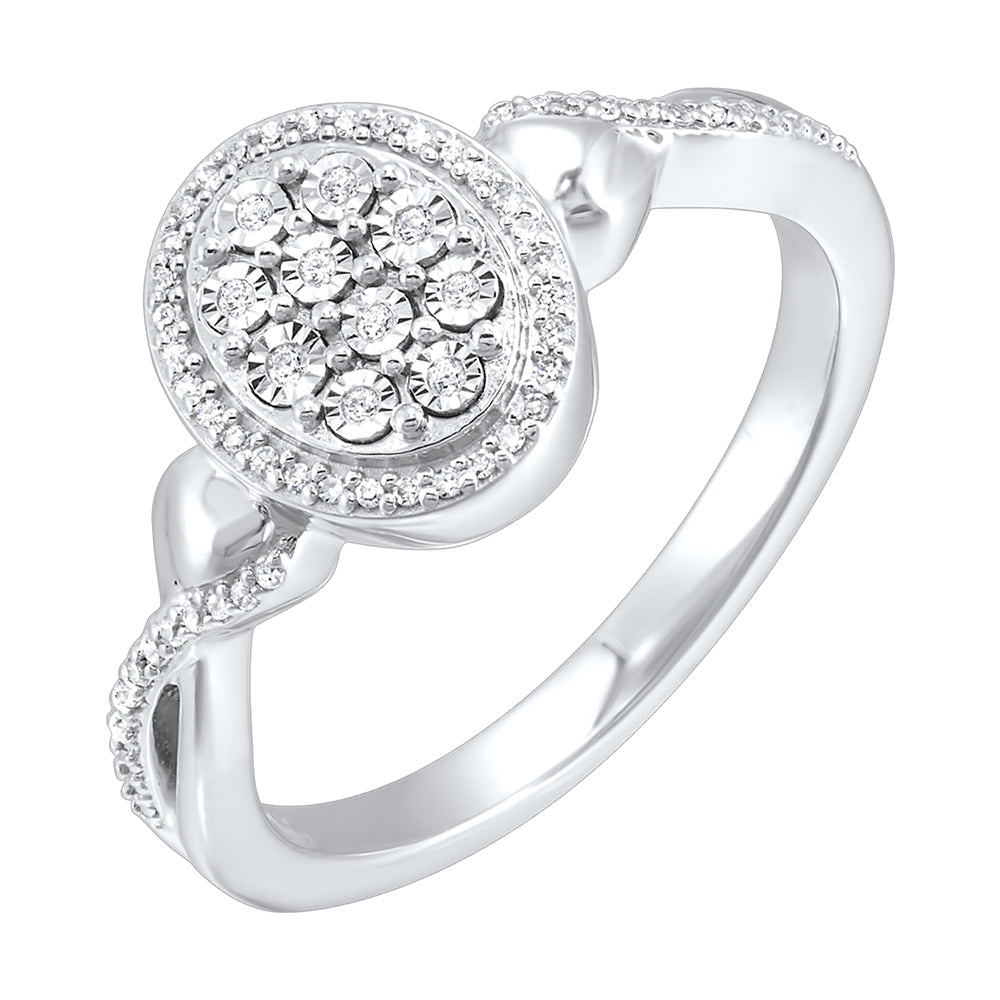 Silver Diamond 1/10Ctw Ring