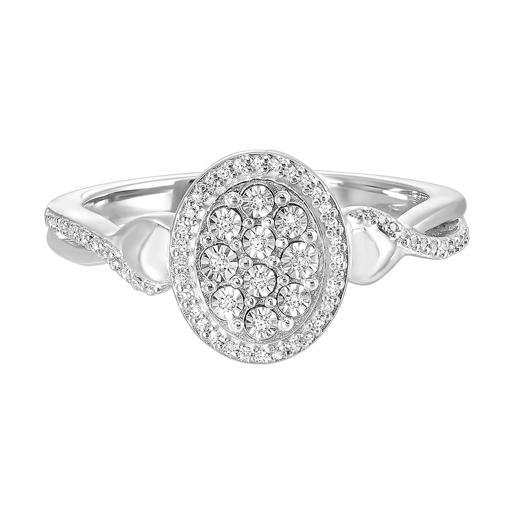 Silver Diamond 1/10Ctw Ring