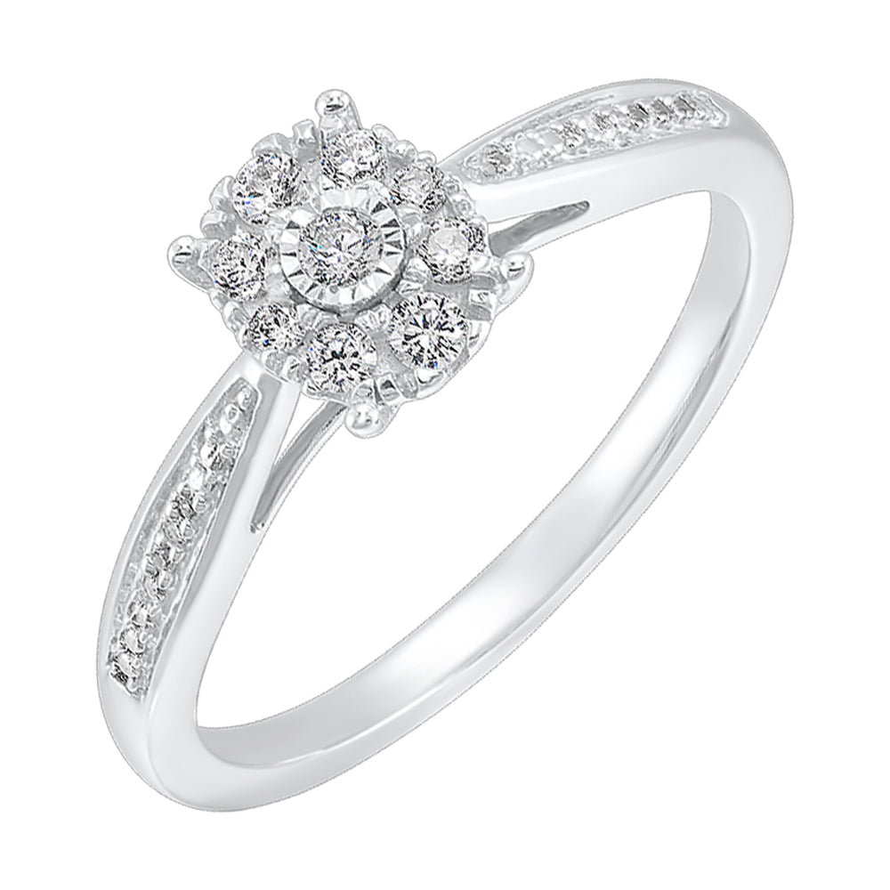 Silver Diamond 1/5Ctw Ring