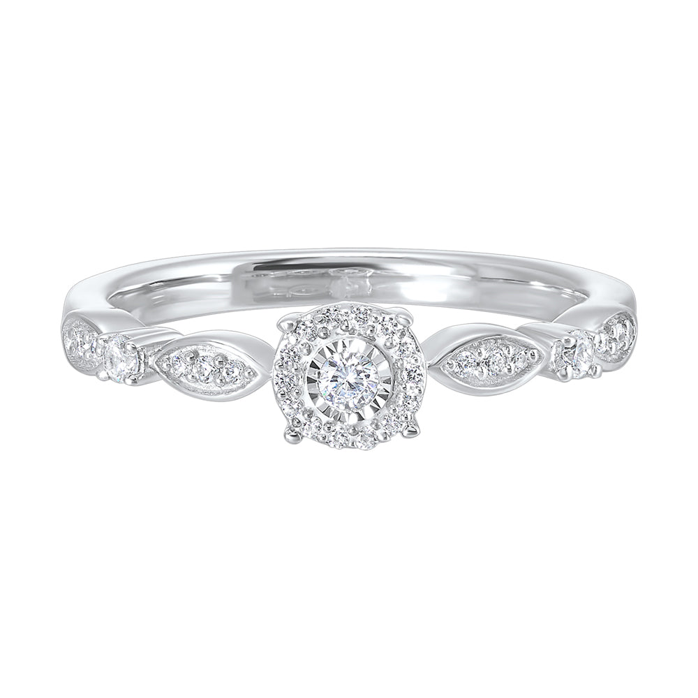 Silver Diamond 1/5Ctw Ring