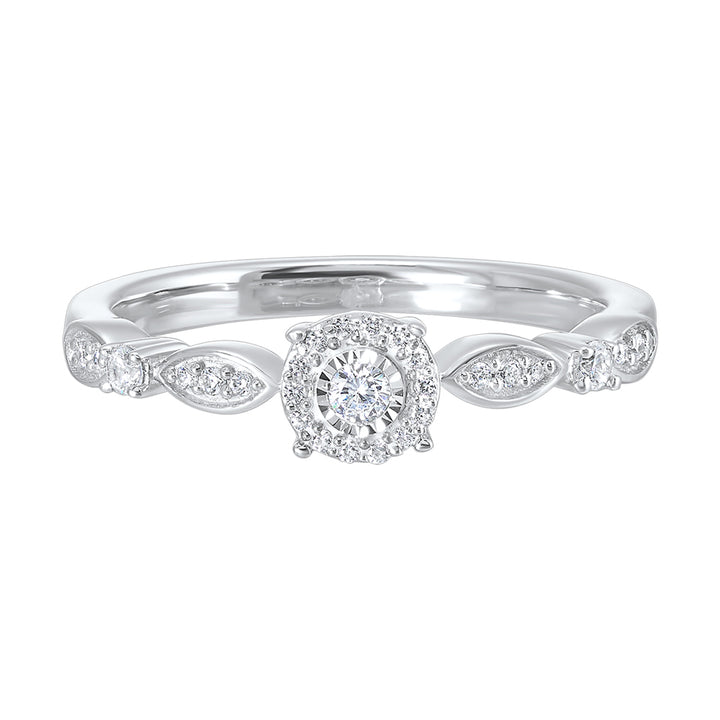 Silver Diamond 1/5Ctw Ring