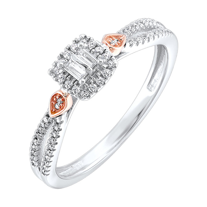 10Kt White Rose Gold Diamond 1/5Ctw Ring