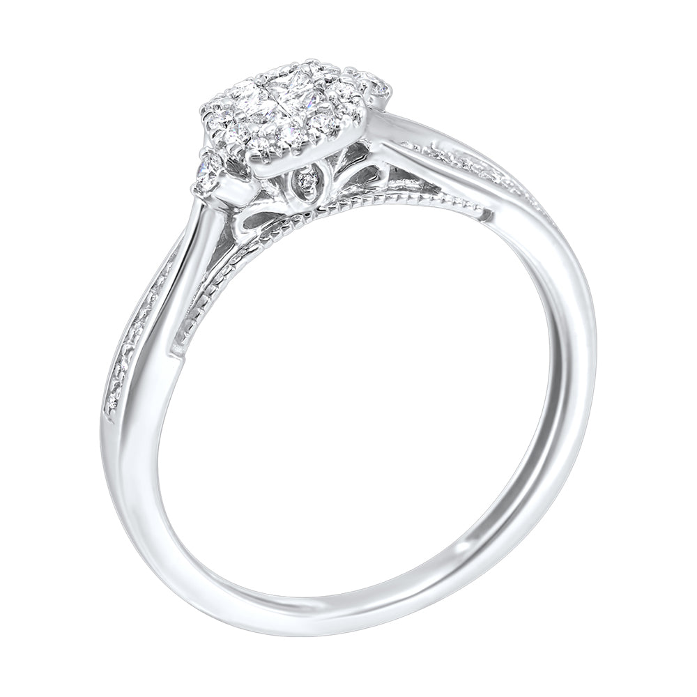 10Kt White Gold Diamond 1/5Ctw Ring