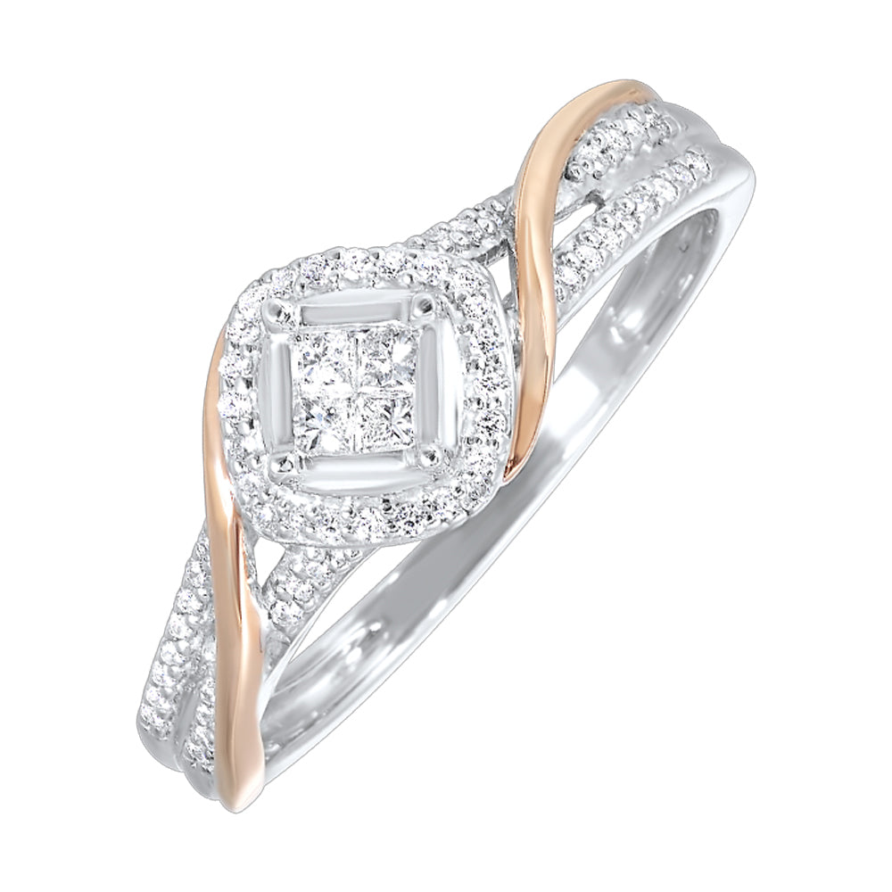 10Kt White Rose Gold Diamond 1/4Ctw Ring