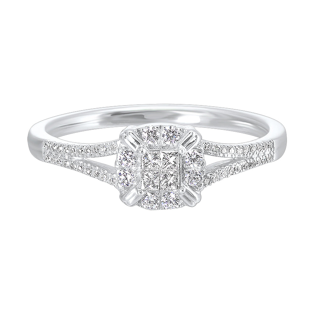 10Kt White Gold Diamond 1/5Ctw Ring