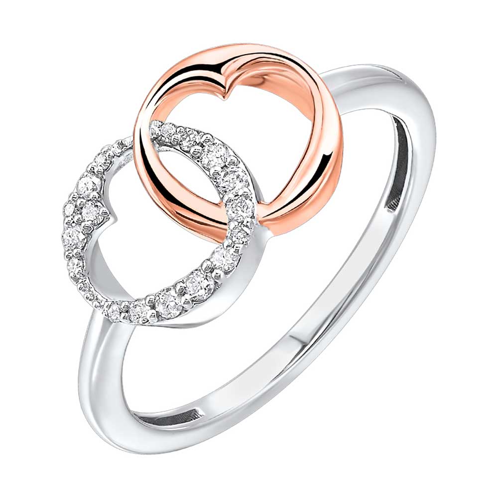 Gold Silver White Rose Diamond 1/10Ctw Ring