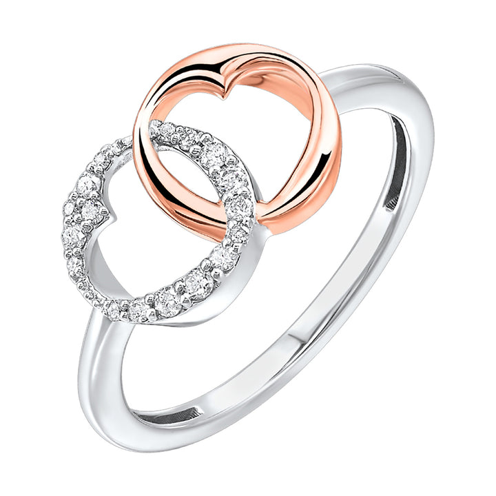 Gold Silver White Rose Diamond 1/10Ctw Ring