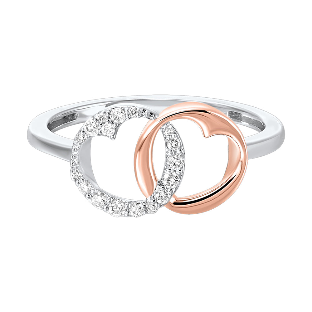 Gold Silver White Rose Diamond 1/10Ctw Ring
