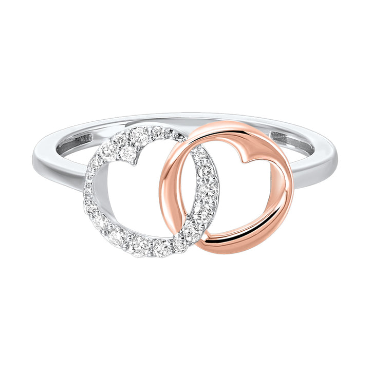 Gold Silver White Rose Diamond 1/10Ctw Ring