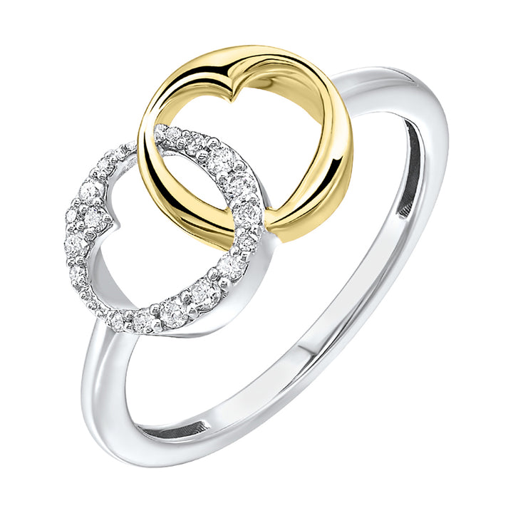 Gold Silver White Yellow Diamond 1/10Ctw Ring